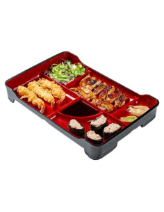 Plato Bento Restaurantware 5 Compartimentos 35.56x23.11cm Negro