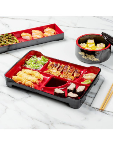 Plato Bento Restaurantware 5 Compartimentos 35.56x23.11cm Negro
