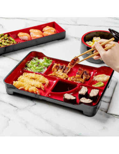 Plato Bento Restaurantware 5 Compartimentos 35.56x23.11cm Negro