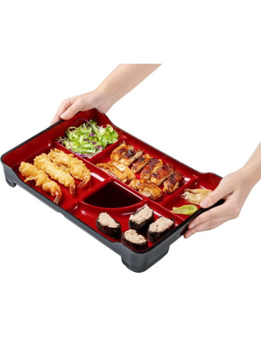 Plato Bento Restaurantware 5 Compartimentos 35.56x23.11cm Negro