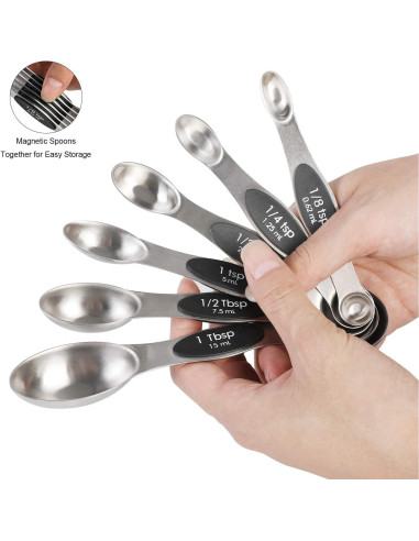 Juego de Cucharas Medidoras Magnéticas Acero Inoxidable 15ml