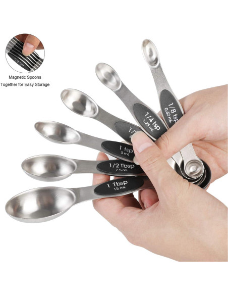 Juego de Cucharas Medidoras Magnéticas Acero Inoxidable 15ml