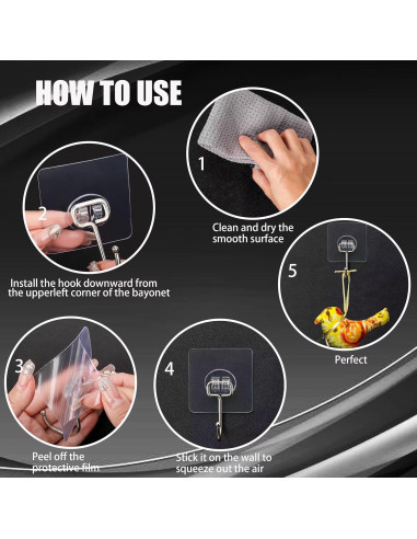 Ganchos Adhesivos Grandes DKHDBD - 16 Piezas, Carga 20kg