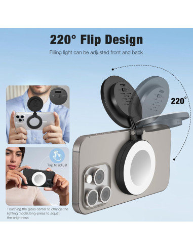 Anillo de Luz Magnético con Espejo Shenzhen H22B, 3 Modos