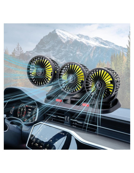 Ventilador de Coche Dicross Triple Cabeza 12V Silencioso