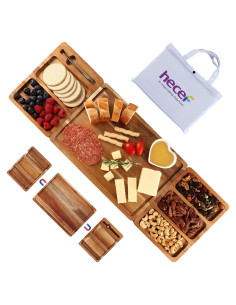 Juego de Tabla de Charcutería Hecef 8 Piezas Madera Acacia
