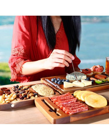 Juego de Tabla de Charcutería Hecef 8 Piezas Madera Acacia