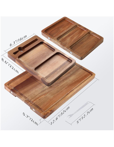 Juego de Tabla de Charcutería Hecef 8 Piezas Madera Acacia