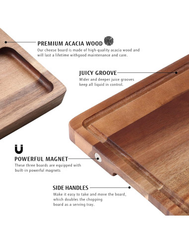 Juego de Tabla de Charcutería Hecef 8 Piezas Madera Acacia