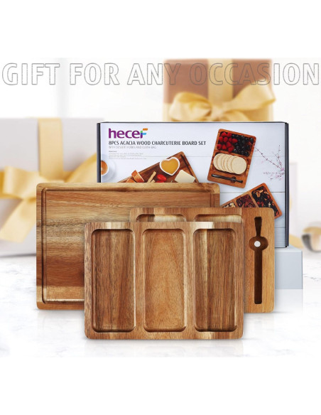Juego de Tabla de Charcutería Hecef 8 Piezas Madera Acacia