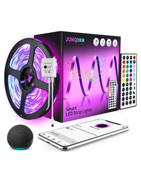 Tira LED Inteligente 20m JUNQOKW RGB con Control Remoto y Alexa
