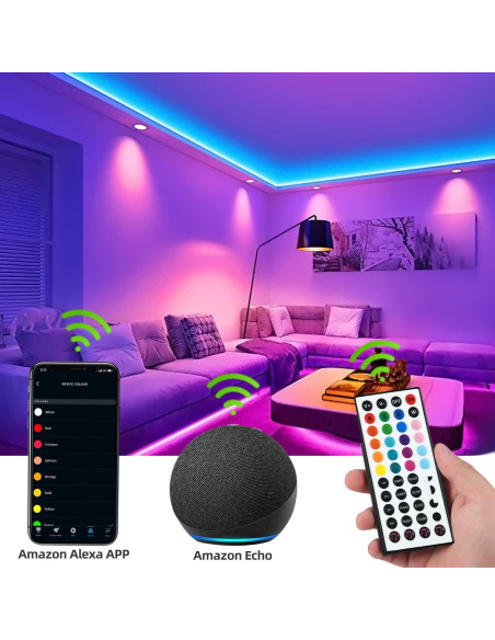 Tira LED Inteligente 20m JUNQOKW RGB con Control Remoto y Alexa