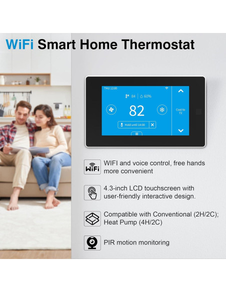 Termostato Programable Táctil WiFi Topfurn 0.54 kg Control APP