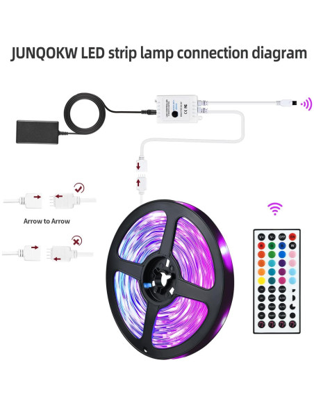 Tira LED Inteligente 20m JUNQOKW RGB con Control Remoto y Alexa