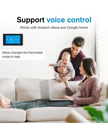 Termostato Programable Táctil WiFi Topfurn 0.54 kg Control APP