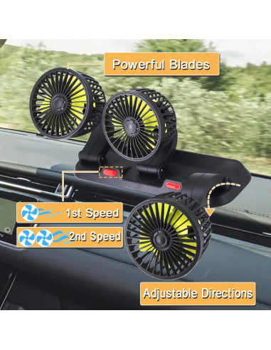 Ventilador de Coche Dicross Triple Cabeza 12V Silencioso