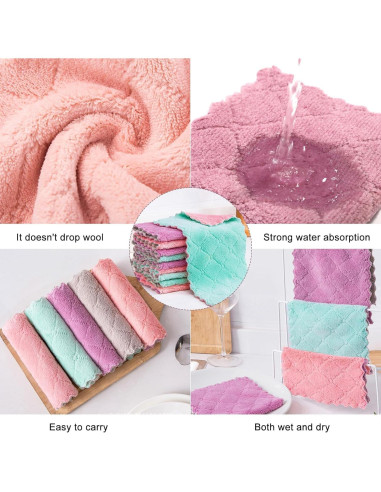 Paquete de 24 Paños de Cocina MISSJOJIAY Microfibra Absorbente