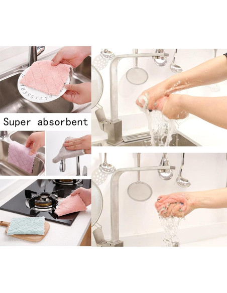 Paquete de 24 Paños de Cocina MISSJOJIAY Microfibra Absorbente
