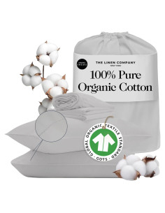 Sábanas Queen 100% Algodón Orgánico Sweave 415 Hilos Gris Claro