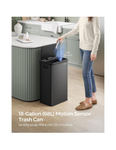 Papelera Automática SONGMICS 68L con Sensor de Movimiento, Acero Inoxidable 2