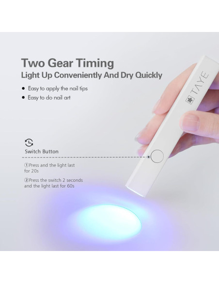 Lámpara UV de Uñas TAYE Mini Gel 3W Portátil USB Color Púrpura