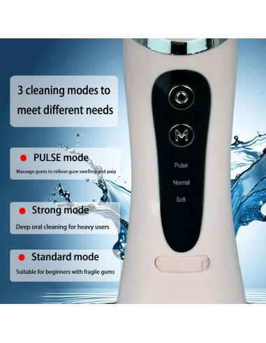 Irrigador Oral Portátil Boicafe Rosa con 3 Modos y 4 Puntas