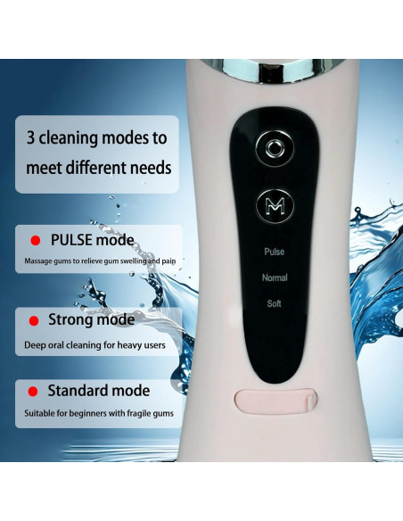 Irrigador Oral Portátil Boicafe Rosa con 3 Modos y 4 Puntas