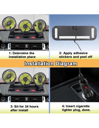 Ventilador de Coche Dicross Triple Cabeza 12V Silencioso