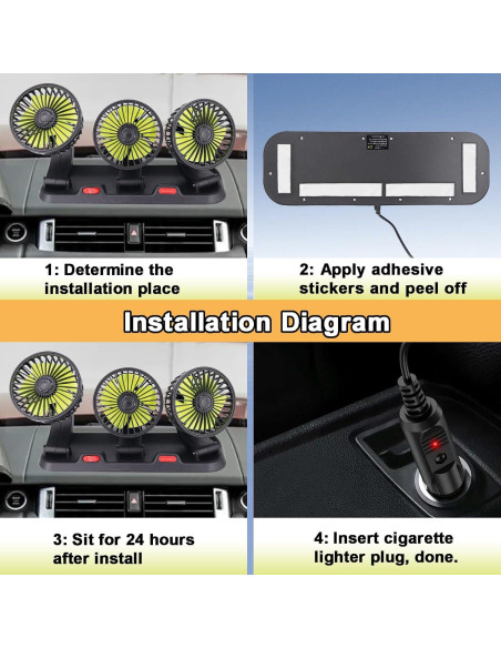 Ventilador de Coche Dicross Triple Cabeza 12V Silencioso