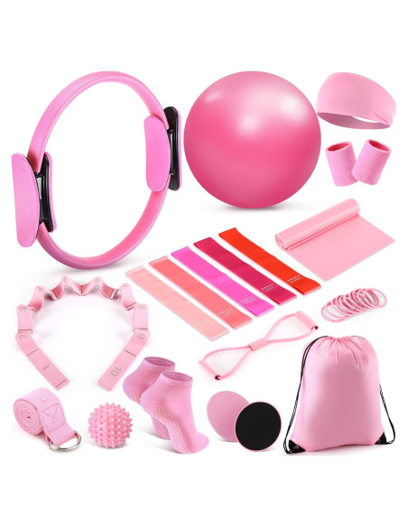 Kit de Pilates Poen 18 Piezas con Anillo, Pelota y Bandas