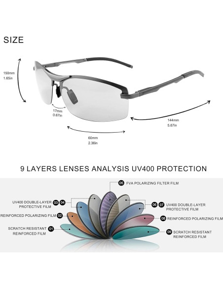 Gafas de sol fotoquímicas polarizadas PEEPAI para hombres UV400