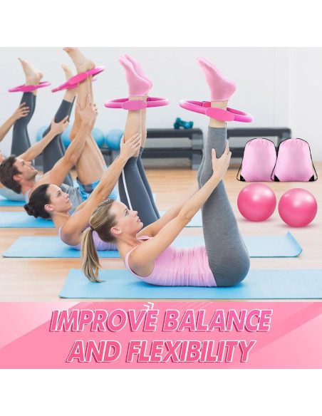 Kit de Pilates Poen 18 Piezas con Anillo, Pelota y Bandas