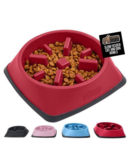 Tazón de Comida Lenta Gorilla Grip 4 Tazas Rojo Antideslizante