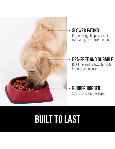 Tazón de Comida Lenta Gorilla Grip 4 Tazas Rojo Antideslizante