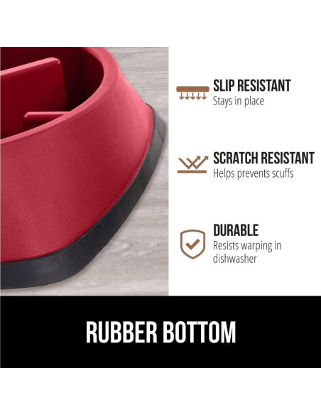 Tazón de Comida Lenta Gorilla Grip 4 Tazas Rojo Antideslizante