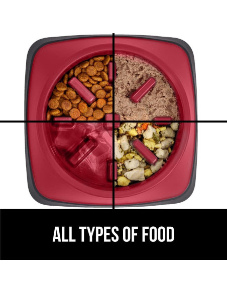 Tazón de Comida Lenta Gorilla Grip 4 Tazas Rojo Antideslizante