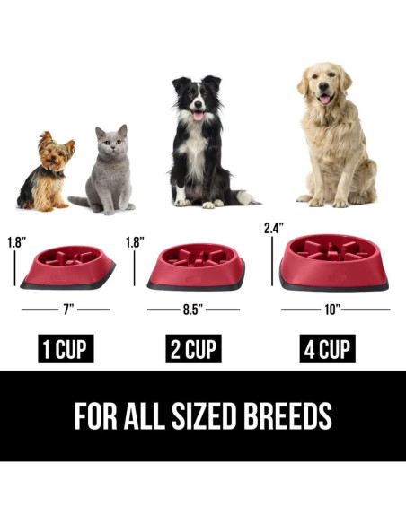 Tazón de Comida Lenta Gorilla Grip 4 Tazas Rojo Antideslizante