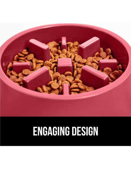 Tazón de Comida Lenta Gorilla Grip 4 Tazas Rojo Antideslizante