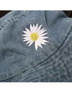 Gorra de Cubo Unisex Quanhaigou Algodón Denim Azul para Sol 2