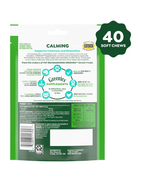 Suplementos Calmantes Greenies para Perros Sabor Pollo 207 g
