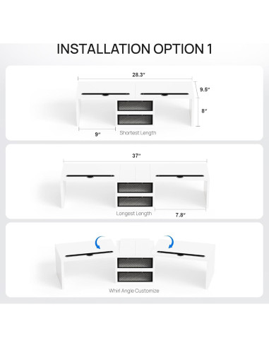 Soporte Elevador para Doble Monitor ZIFTY Blanco con Cajones