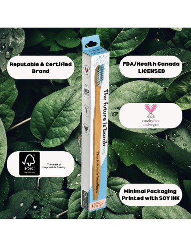 Cepillo de Dientes de Bambú Adulto - Suave y Ecológico - Paquete de 4