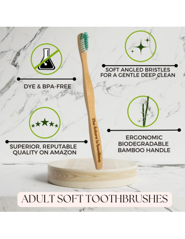 Cepillo de Dientes de Bambú Adulto - Suave y Ecológico - Paquete de 4