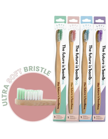 Cepillo de Dientes de Bambú Adulto - Suave y Ecológico - Paquete de 4 Cepillo de Dientes de Bambú Adulto - Suave y Ecológico - Paquete de 4