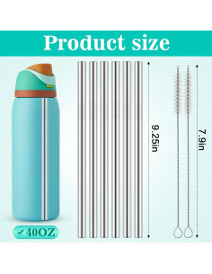 Popotes de Acero Inoxidable Mity Rain 8PCS para Owala 40oz 2