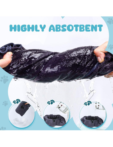 Toallas de Microfibra WOUSEDO para Perros - Paquete de 2 Gris