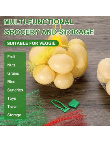 100 Bolsas de Malla Reutilizables uxcell 30 cm Amarillo/Verde