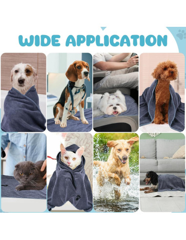 Toallas de Microfibra WOUSEDO para Perros - Paquete de 2 Gris