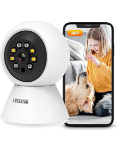 Cámara de Seguridad EVERSECU HD 2K WiFi Pan/Tilt 1.35kg 2