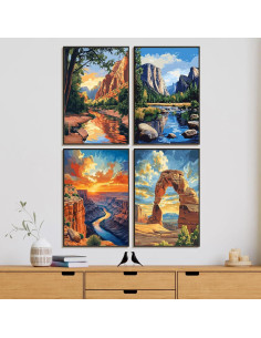 Kit de Pintura por Números Enmarcado Yezavesu 4 Piezas 20x30 cm 2